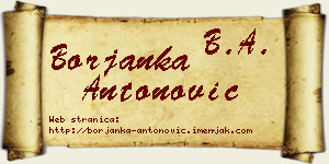 Borjanka Antonović vizit kartica
